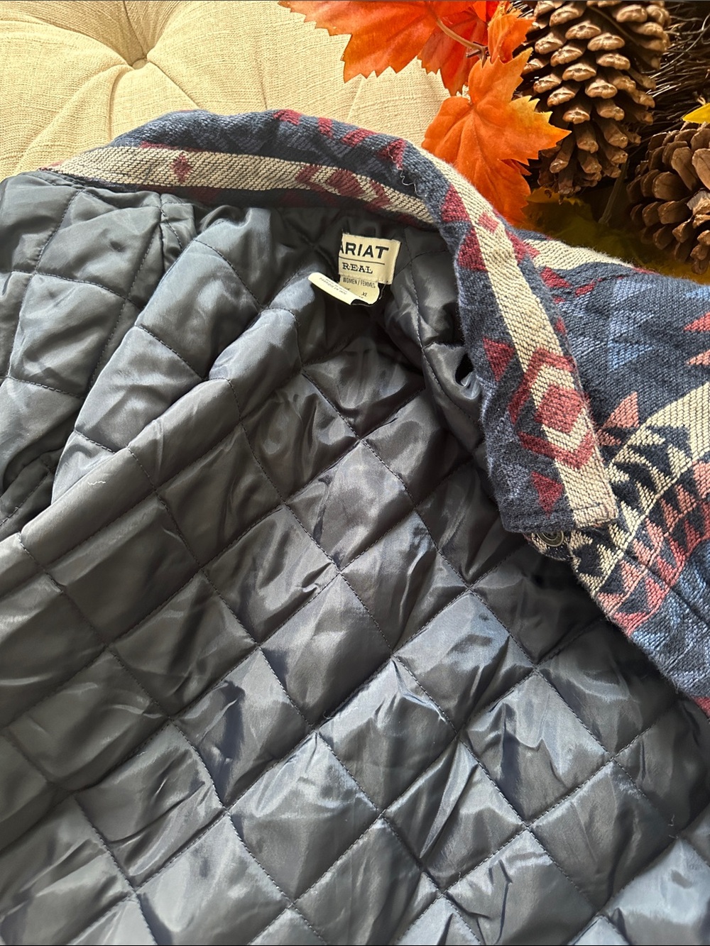 Ariat Navy Aztec-Pattern Button Front Jacket - Picture 9 of 10